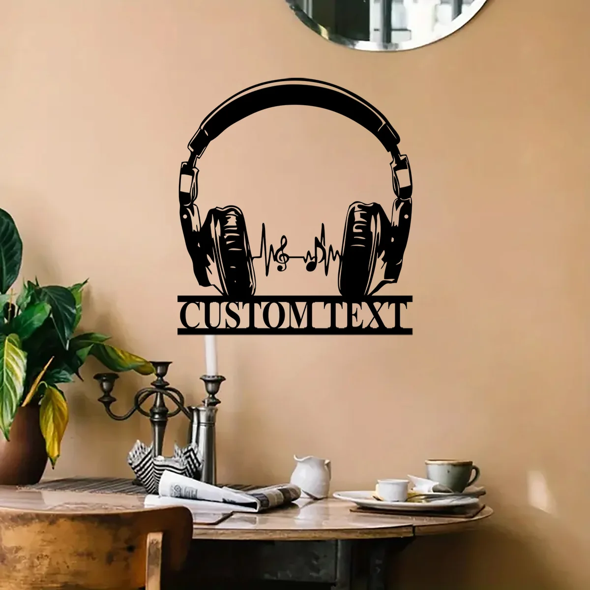 Cool Earphones Metal Wall Art, Personalized Living Room Bedroom Decor,Musical Instrument,Music Lovers Gift,Sound Studio DJ Club