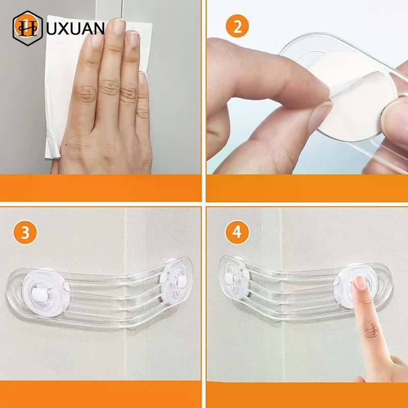 【W】5pcs Multi-functional Baby Child Safety Lock Drawer Refrigerator Lock Transparent Anti-Opening Soft Strap Safety Lock