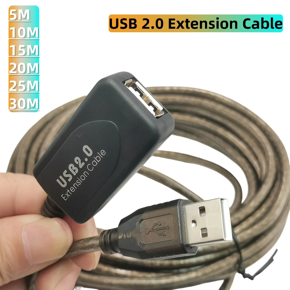 5M/10M/15M USB 2.0 Extension Cable High Speed Active Repeater Male To Female Extension Cord Wire USB Adapter for PC Laptop Mouse