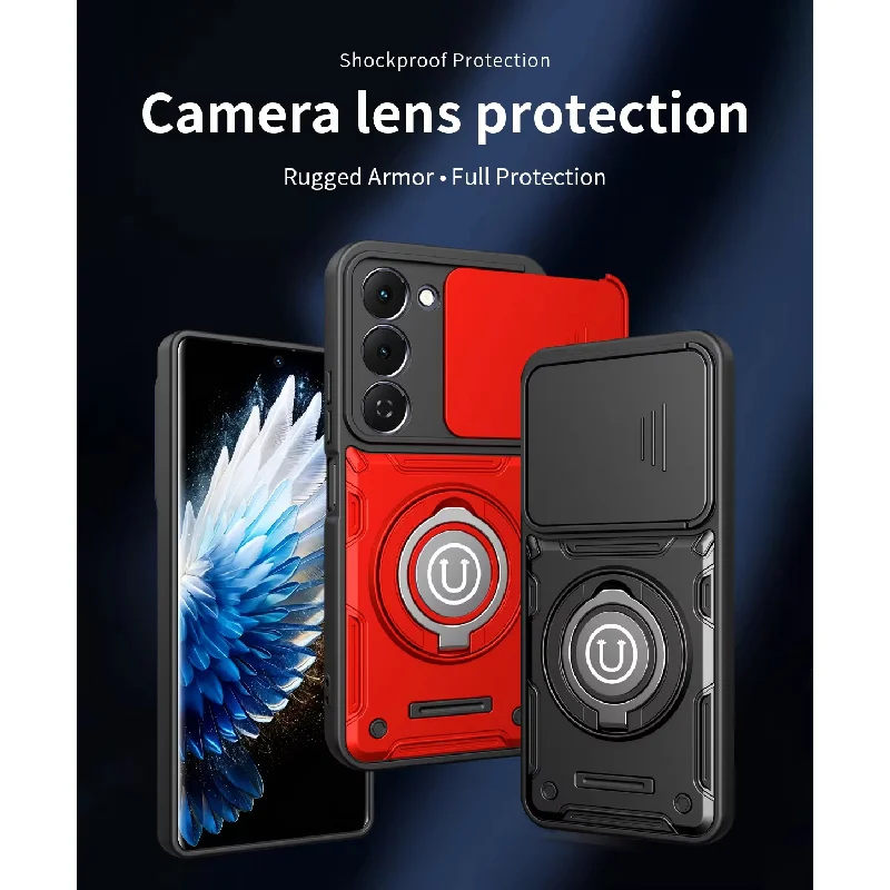 Mech Magnetic Bracket Phone Case for Samsung Galaxy A57 A56 A37 A36 A35 A55 A26 A17 A16 A07 A06 Sliding Lens Anti Drop Cover