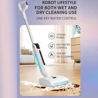 Wireless Floor Vacuum Cleaner UV light 180°Lie-Flat Mop Washing Wipe 3 in 1 Electric Flooring Wiper Rechargeable 2400mAh Battery