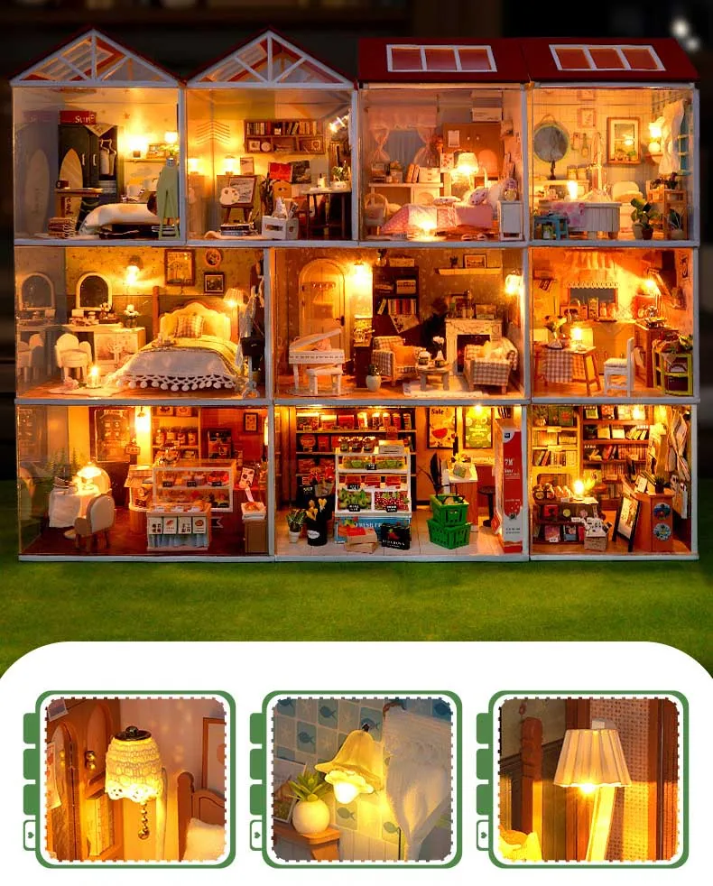 DIY Puppenhaus Holz-Miniatur-Set mit Möbelset Handgefertigtes Modell-Bausatz Spielzeug-Geschenkbox für Geburtstage – Detail 7