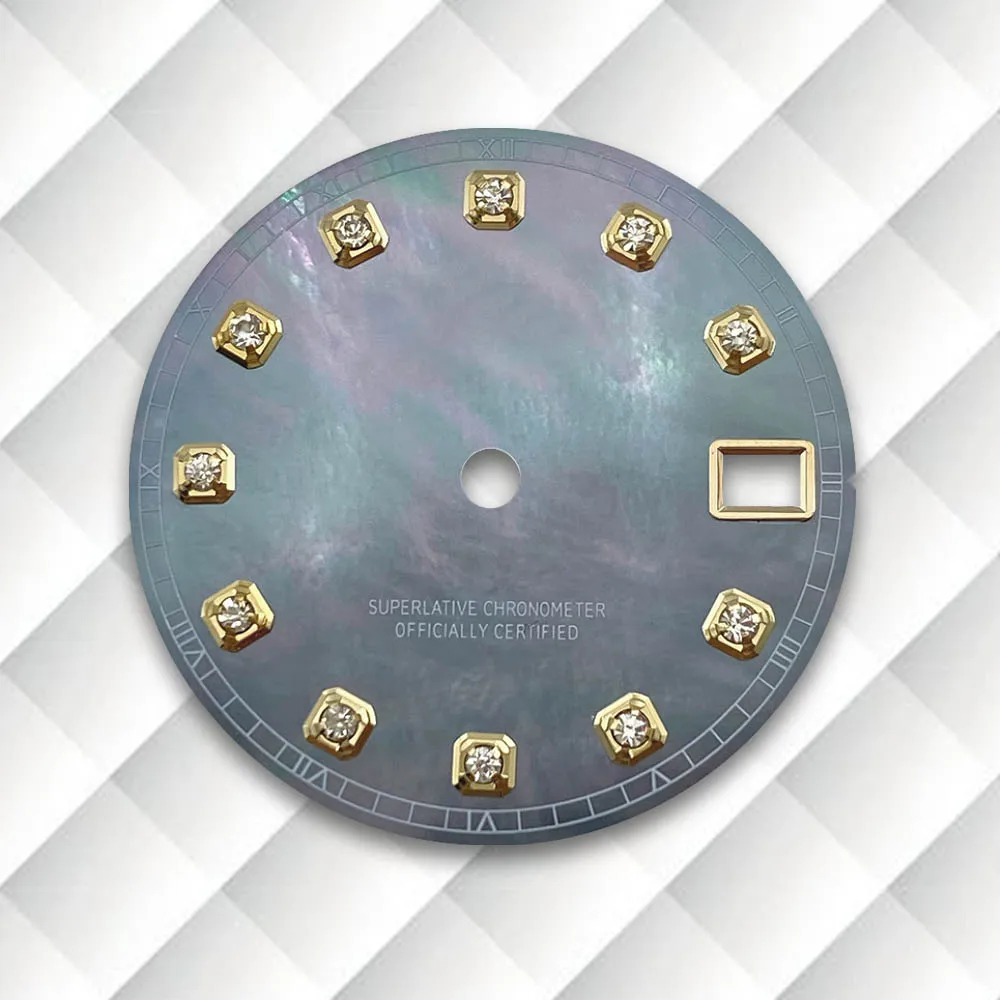 28.5mm S Logo Diamond Shell Dial Fit NH35/NH36/4R/7S Japan Movement High Quality Watch Modification Accessories shell Dial