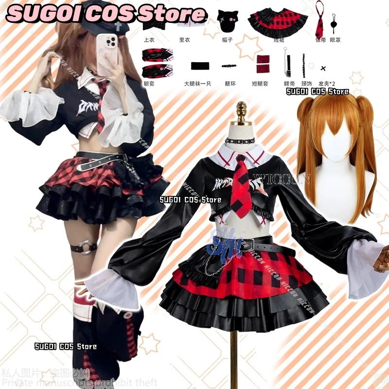 

{SUGOI COS}Rock Punk Costume Anime Asuuka Japanese Jirai Kei Girls Cosplay Y2K Fashion Black Red Cake Dress Lolita Halloween