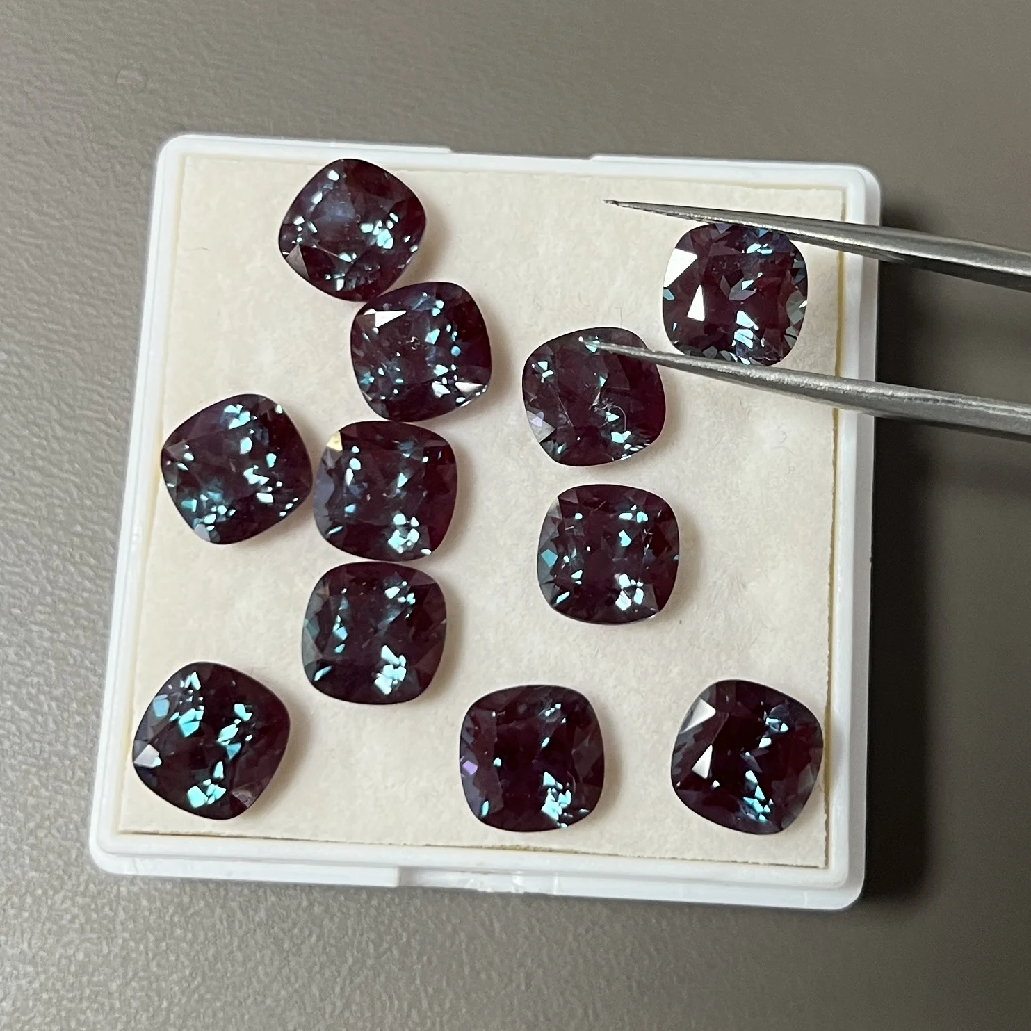 9x9mm Cushion Alexandrite Gemstone Lab Created Alexander Stone Color Change Purple Green Stone