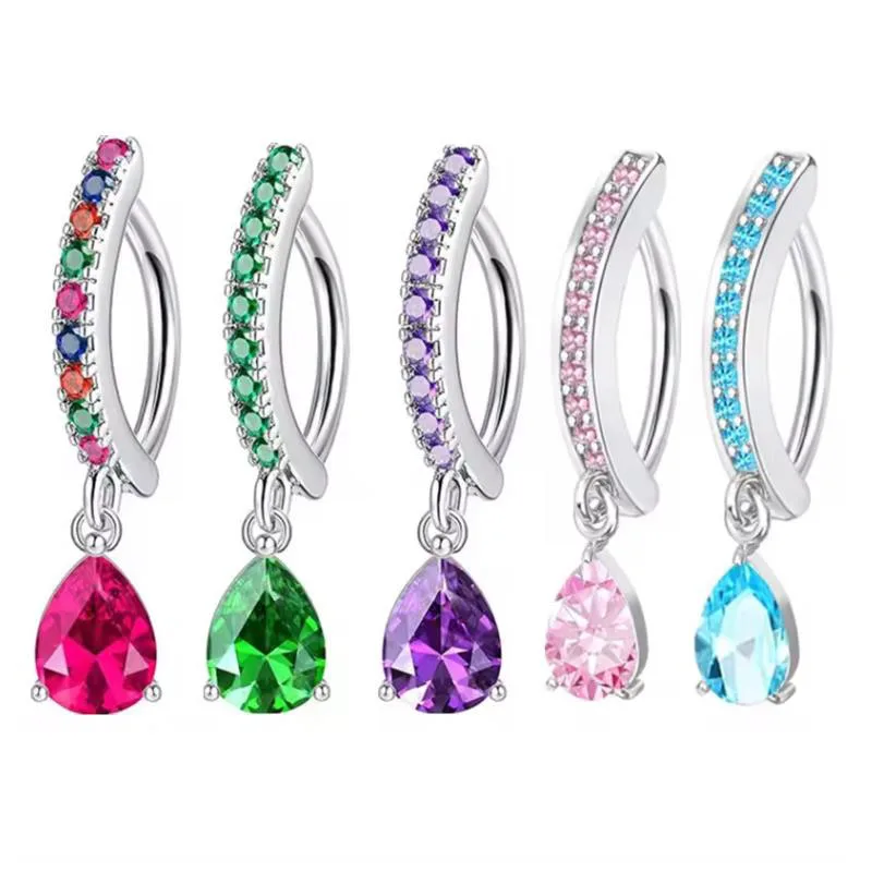 1PCS Drip Belly Button Ring Stainless Steel Crystal Clicker Belly Rings Women Fashion Reverse Navel Piercing Rings Body Jewelry