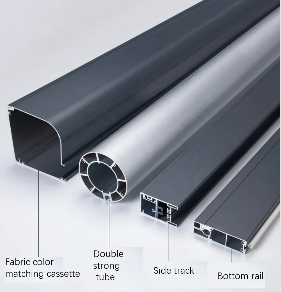 2025 Tende pergola a rullo per esterni motorizzate Tende per esterni antivento Zip Track Window Tende oscuranti Tenda per balcone