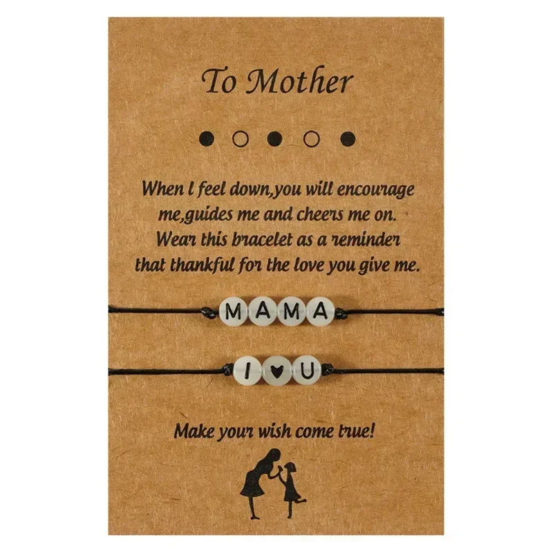 Charmsmic Mother\'s Day MAMA I LOVE YOU Wish Card Bracelets Night Luminous Acrylic Anti Allergy Mom Birthday Gifts