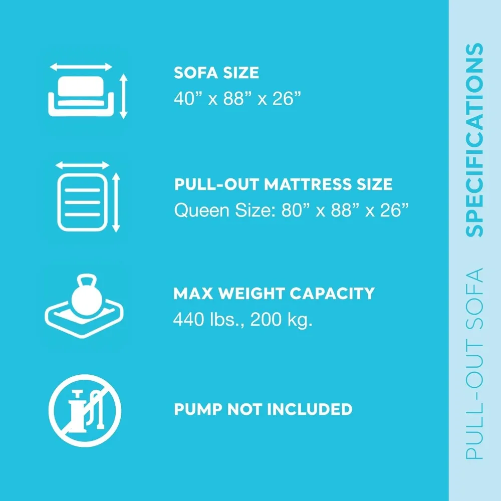 أريكة قابلة للسحب قابلة للنفخ: سطح مخملي، صمام 2 في 1، حامل أكواب، يتحول إلى سرير كوين #2