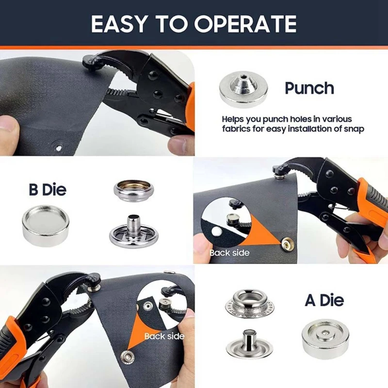 

For Canvas,Boat Covers Adjustable Pliers For Snap Buttons Snap Fastener Kit,Snap Fastener Tool Kit With Snap Button Set