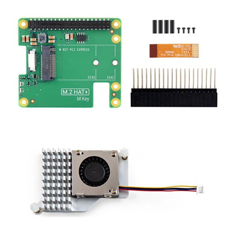 Top-PCIE To M.2 HAT Expansion Board With Cooler For NVME 2230/2242 Size M.2 Solid State Drive For Raspberry Pi 5 Accessories