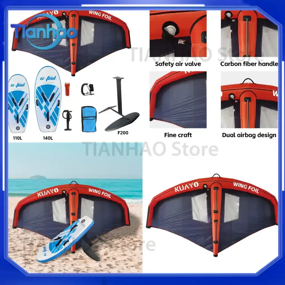 Carbon Fiber Wing Sail Set for 2026 Hot Sale Wing Foil Kite Surfing Kit Three Piece Beginner Windsurfing Package with Pump