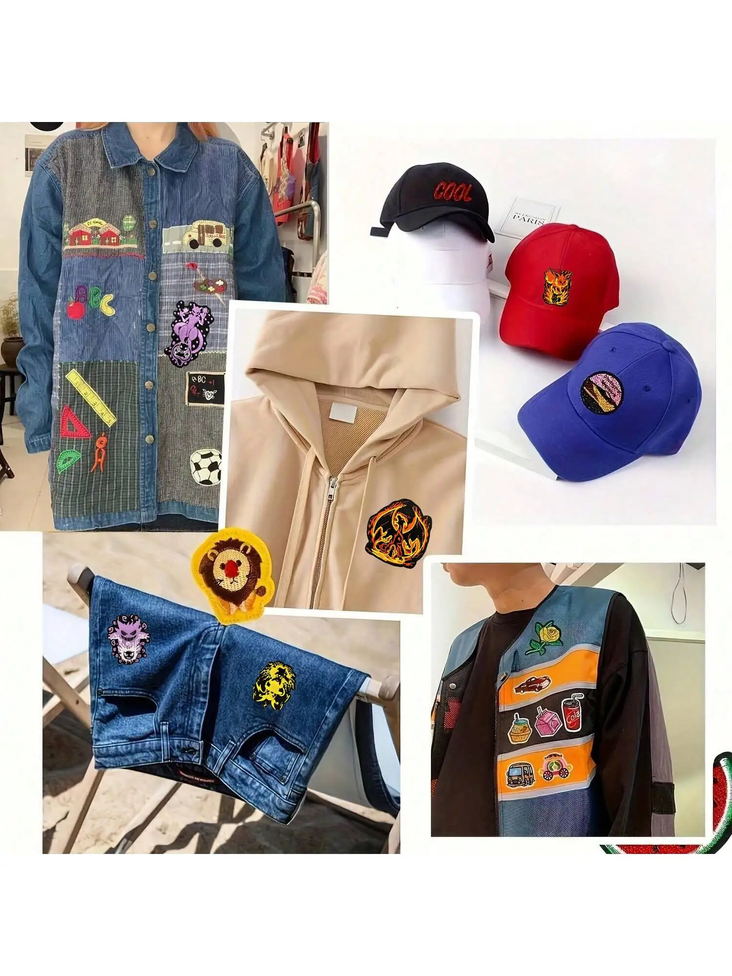 8 قطع من الرقع المطرزة بنمط رائع/الخياطة - إصلاح الملابس/السترة/الجينز والديكور DIY لحقيبة الظهر/القبعة/الهدايا.