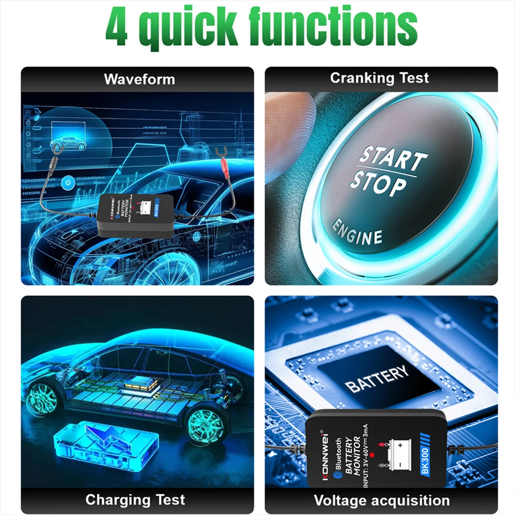 Car Truck 12V 24V Lead Acid Starting Battery Bluetooth Monitor BK300 Battery Monitor