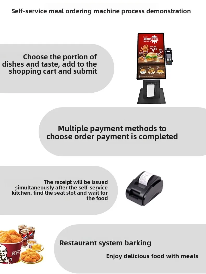 Multi-Function 15.6/21.5inch Smart POS Terminal Self-Service QR Code Scanning Cashier Queue Number Retrieval Touchscreen Billing