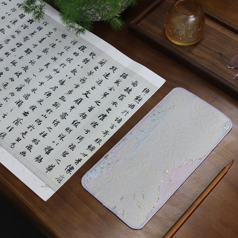 Picture 6: Brocade Chinese Style Soft Arm Rest Pad Anti Ink Stain Comfortable Calligraphy Painting Practice Desk Art Stationery Organizer