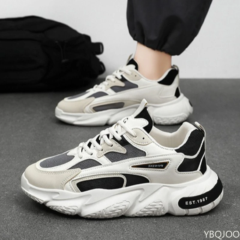 

Spring men's new breathable mesh shoes fashionable versatile thick soled sneaker casual comfortable running shoes