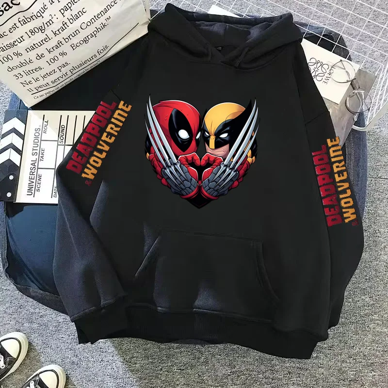 Hoodie feminino de Deadpool e Wolverine, camisa manga comprida com capuz, moletons, roupas casuais, Y2K