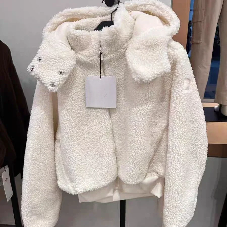 

Goddess Yoga Hooded Coat Foxy Jacket Lamb Plush Warm Stand-up Collar Winter Blazer Relaxed Fit Sweater Full Zip Sweatshirts Rem