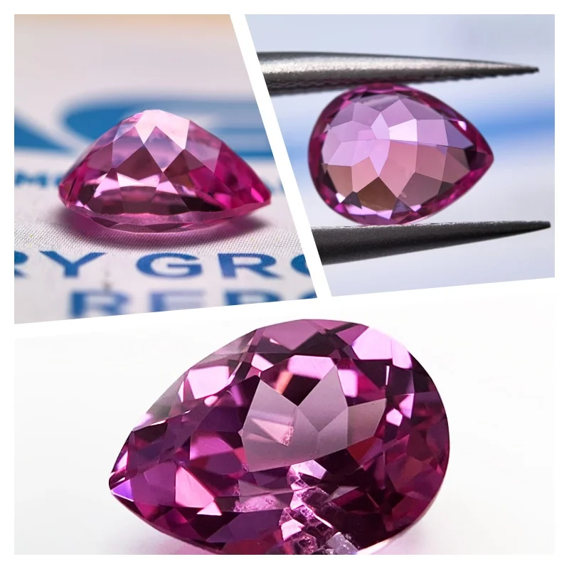 Laborgezüchteter Saphir in Birnenform, grüne Farbe, Edelstein-Anhänger für DIY-Schmuck, Ring-, Halsketten- und Ohrringherstellung, wählbares Zertifikat – Detail 11