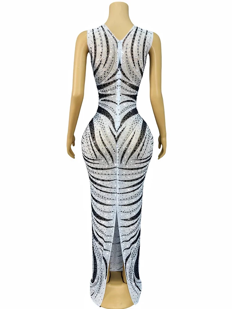 Robe gilet bloquée de couleur élastique avec strass de haute qualité, vêtements personnalisés pour femmes, nouvelle mode 2025