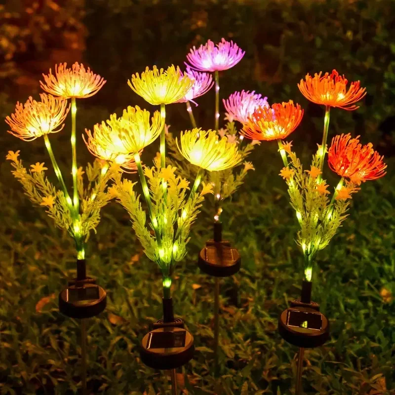  Solar Powered Shore Flower Ground Plug Lamp Outdoor Waterproof LED Light for Garden Yard Courtyard Lawn Pathway Patio Landscap