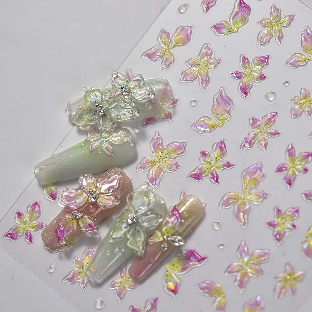 Jelly Stickers Jelly Flower Nagelstickers Manicure Accessoires Nagelornamenten Jelly Flower Nagelstickers Grote bloem 5D reliëf