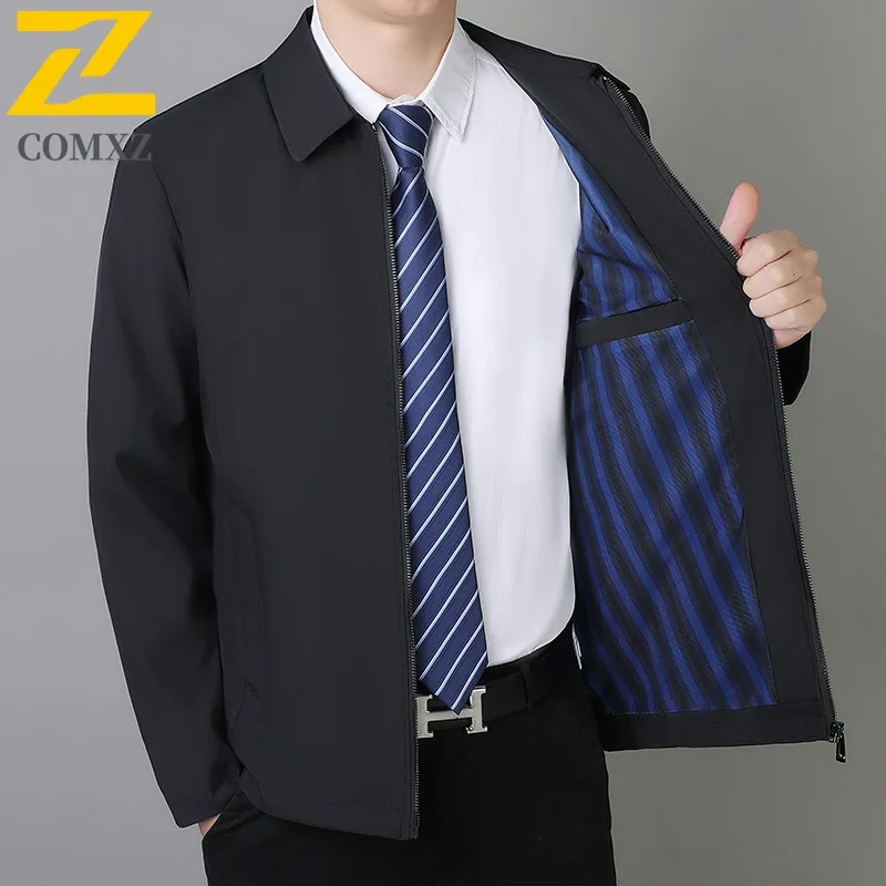 سترة رجالي COMXZ Premium 2025 مريحة للمشي لمسافات طويلة والسفر سترة مقاومة للبرد كلاسيكية بلون سادة مقاومة للرياح ملابس شتوية