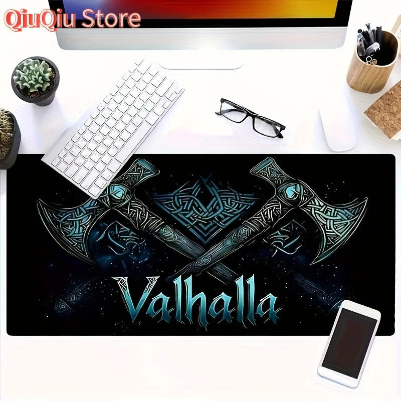 Viking Valhalla Gaming Desk Mat Gaming Mats Mouse Pad Large Mousepad 400X900 PC Computer Double Axe Design Rune Extended Pad