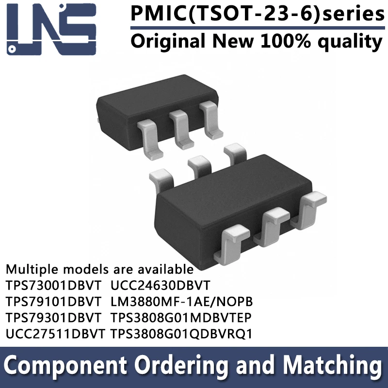 1pcs TPS73001DBVT TPS79101DBVT TPS79301DBVT UCC24630DBVT LM3880MF-1AE/NOPB TPS3808G01MDBVTEP TPS3808G01QDBVRQ1 SOT-23-6 PMIC