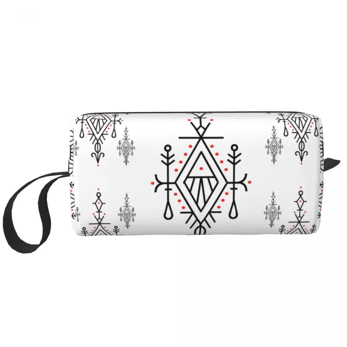 Amazigh Kabyle Pattern Makeup Bag Women Travel Cosmetic Organizer Cute Geometric Traditional Storage Toiletry Bags