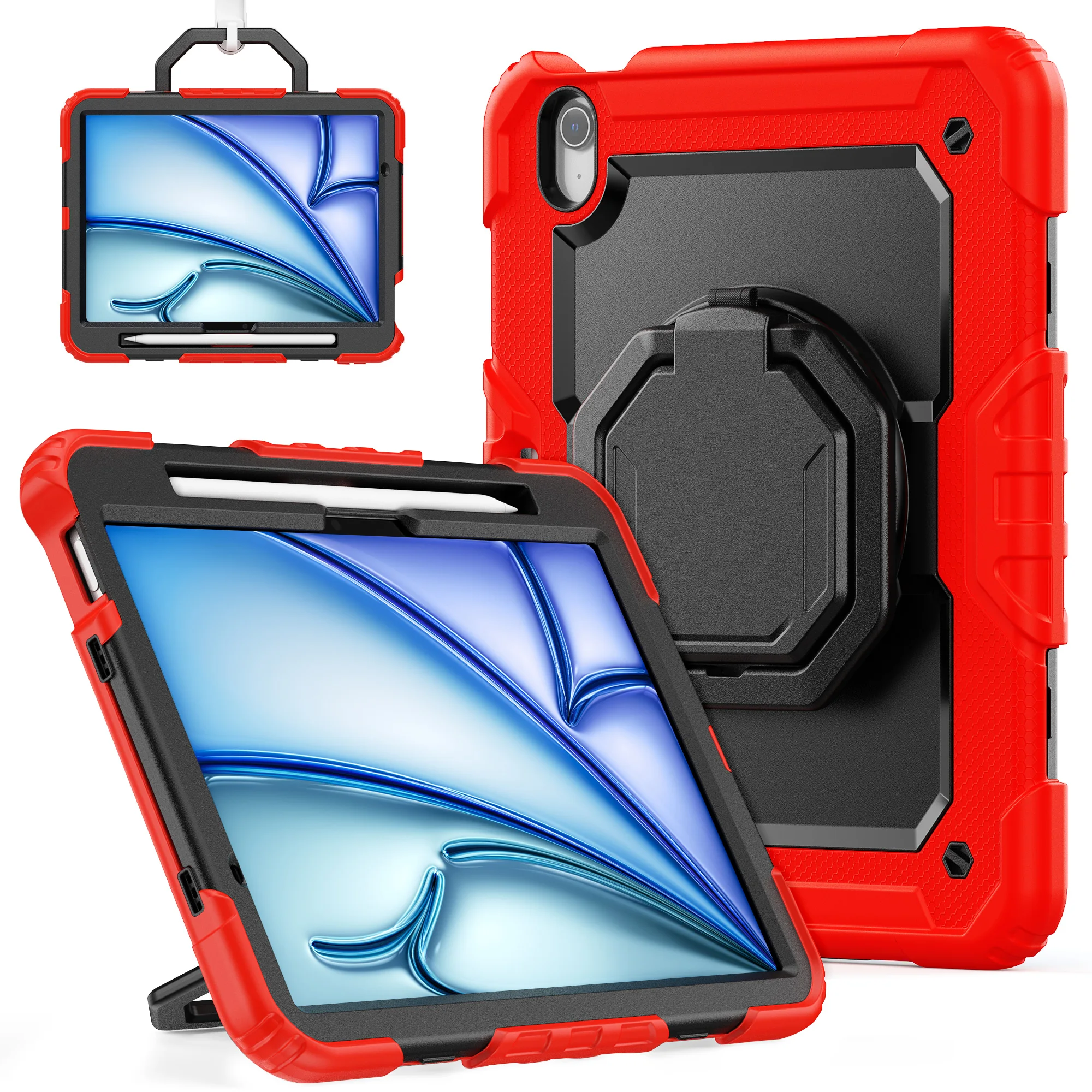 For iPad Air 11 M4 2026 Case | 360° Rotating Kickstand | Detachable Hand Strap | Also Fit M3/M2 Models