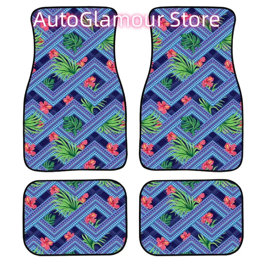 Aztec Pattern Print  All Protective Car Floor Mats Heavy Carpet Front and Rear Full Set 4PCs Pack for Car SUV