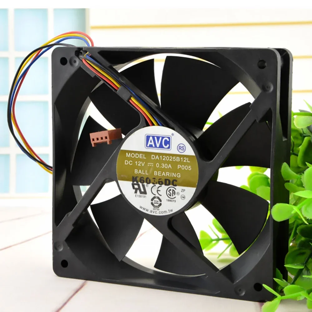 

DA12025B12L 120MM 1225 12025 120*120*25MM 12*12*2.5CM Chassis fan with Ball bearing 12V 0.3A 4PIN