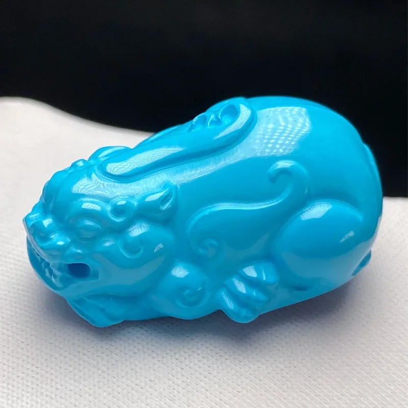 Hubei Shiyan Mine Yungei High Porcelain Blue Green Turquoise Pixiu Bracelet Pendant Accessories Beads