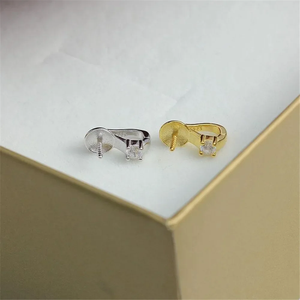 S925 Sterling Silver Pearl Pendant Setting, DIY Empty Bezel Cup Jewelry Supplies for Craft Making, Hollow Prong Pendant Findings