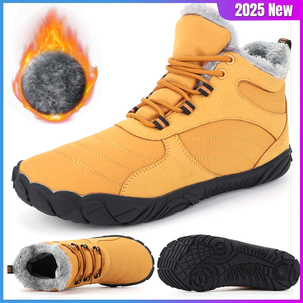 

Зимние плюшевые ботинки с широким носком, босиком, нескользящая уличная треккинговая обувь, водонепроницаемые армейские ботинки для пустыни для мужчин и женщин