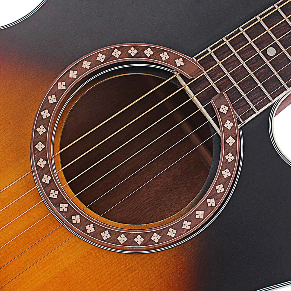 

Wood Guitar Rosette Curved Strips Laminated Inlay Easy Apply Remove Guitar Sound Hole Decal Electric Bass Accessories