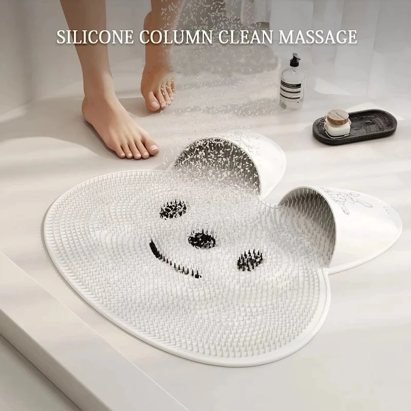 Exfoliating Shower Massage Scraper, Non-slip Bath Mat, Back Massage Brush, Silicone Foot Wash, Body Cleaning, Bathing Tool