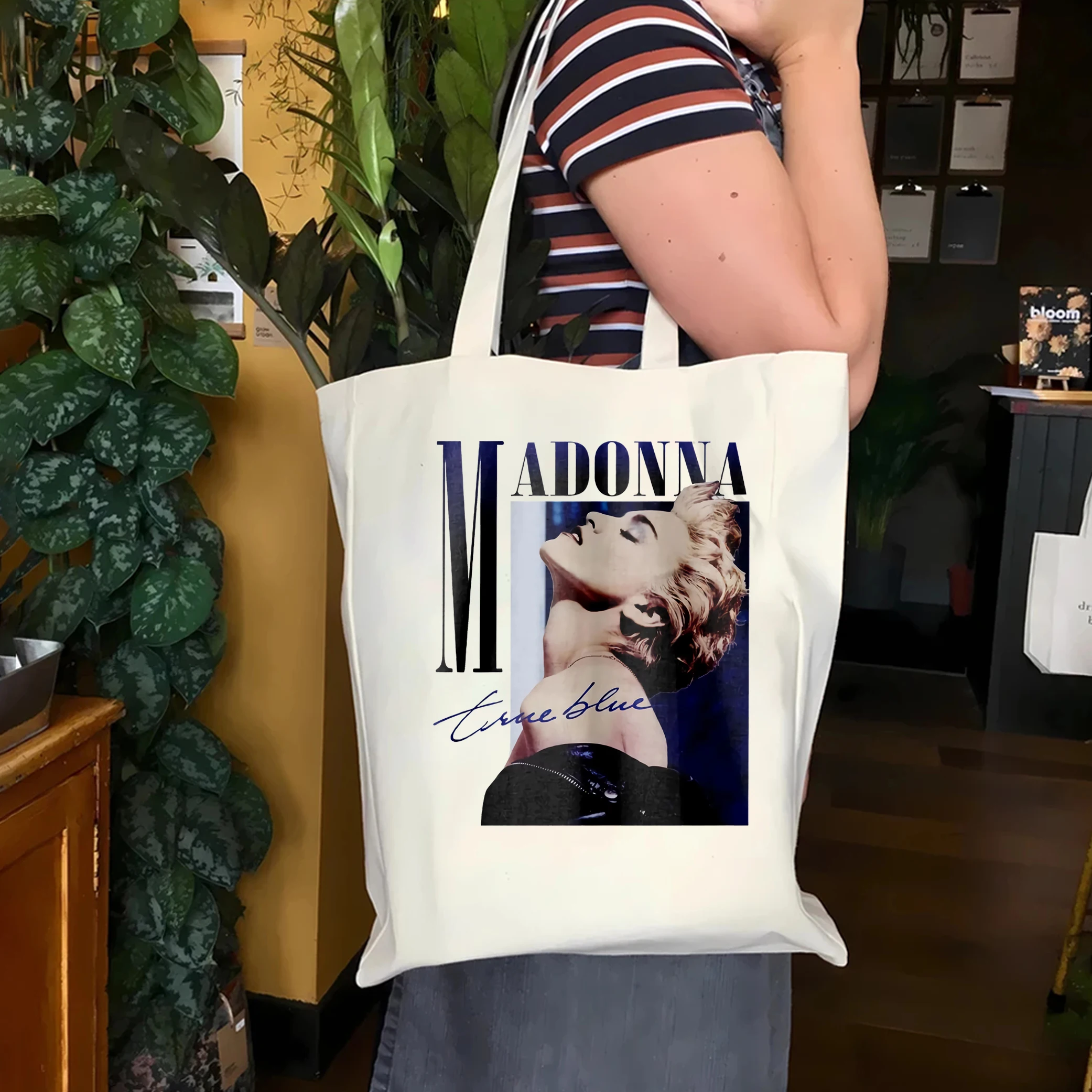 Vintage Madonna Damen Umhängetasche klassisches Album inspiriert grafische Einkaufstasche Tour Musik Merch Popmusik Harajuku Print Einkaufstasche