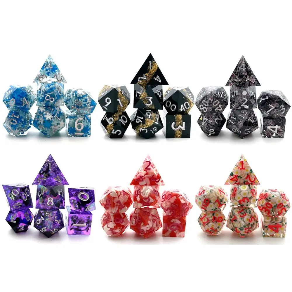 

7 шт./компл. новый D6 D8 D10 D12 D20 аксессуары для настольных игр из смолы, набор кубиков, многогранные