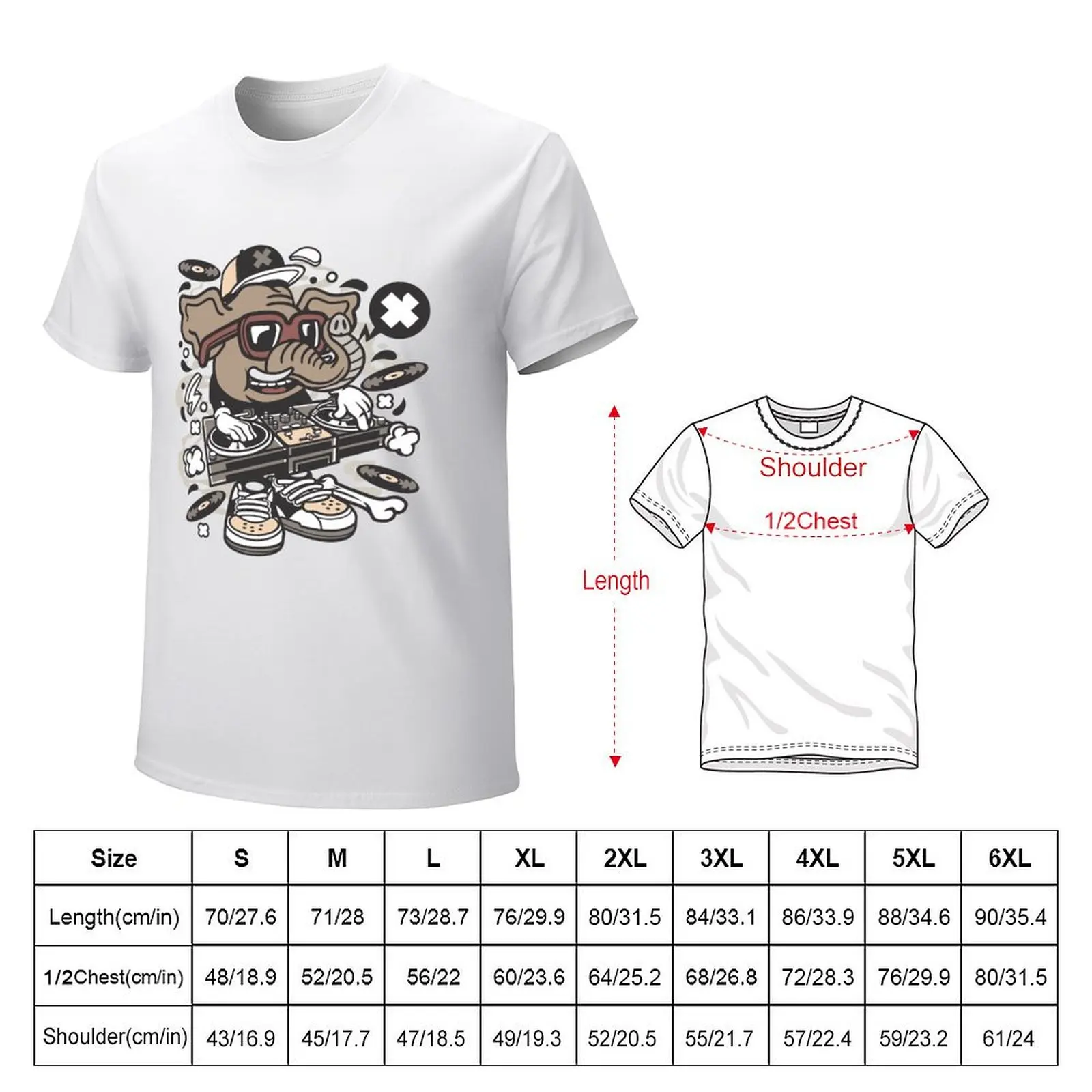 DJ Elephant Groove: Musical Majesty on Redbubble T-Shirt summer tops sports fans mens t shirt