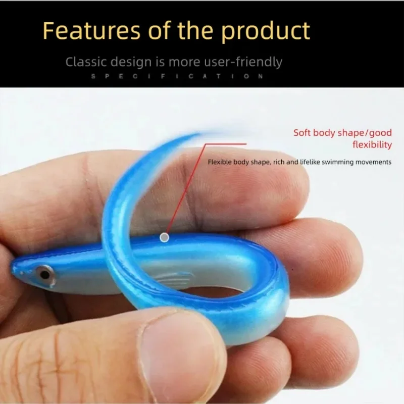 

wondersee 140mm 6g Realistic Soft Eel Lure 3D Eyes Wriggle Glow in Dark Luminous High-Elastic Soft Noodle Worm Lure Durable