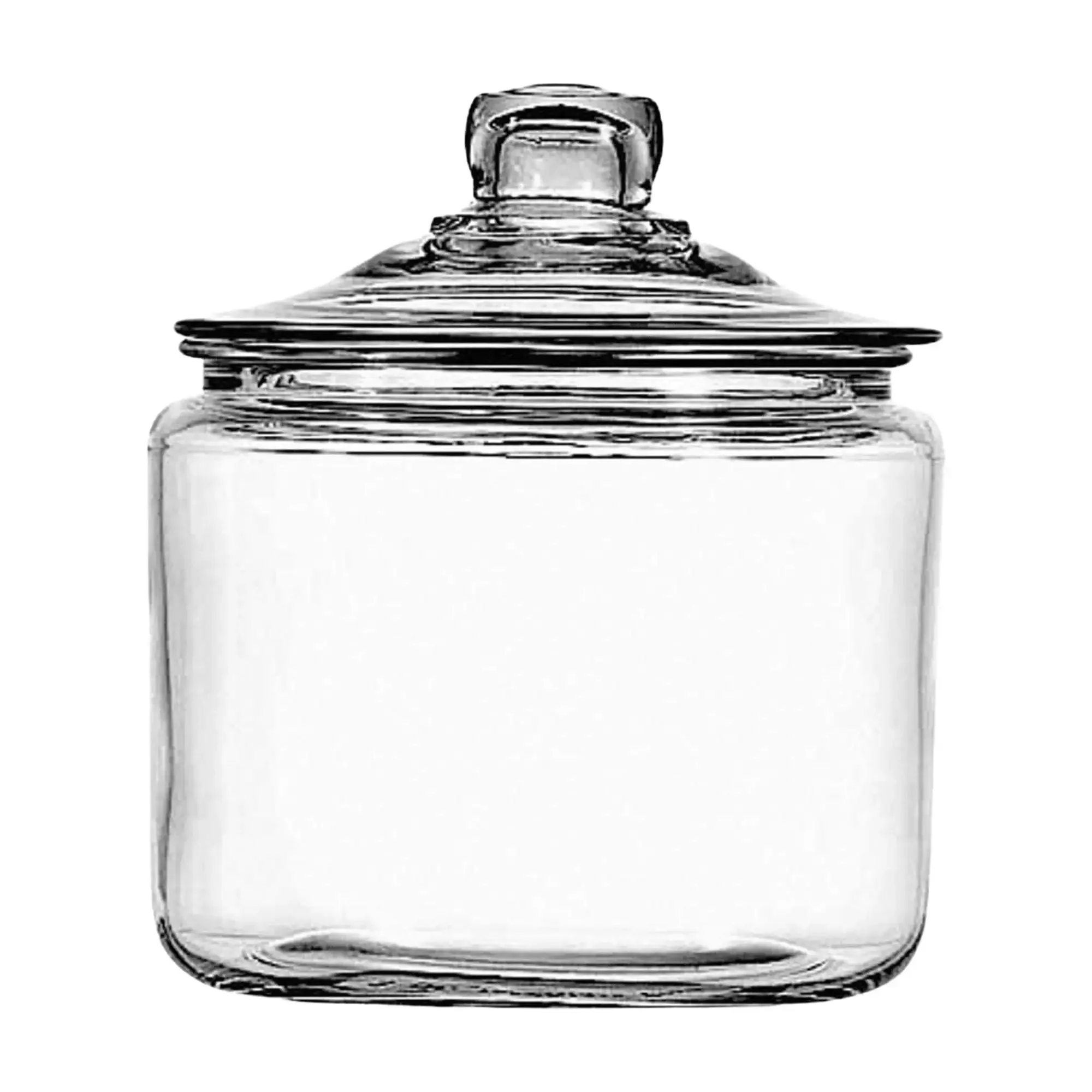 

(2 Pack) Glass Jars with Lids, made of all clear glass with a large knob for easy gripping and removing the lid