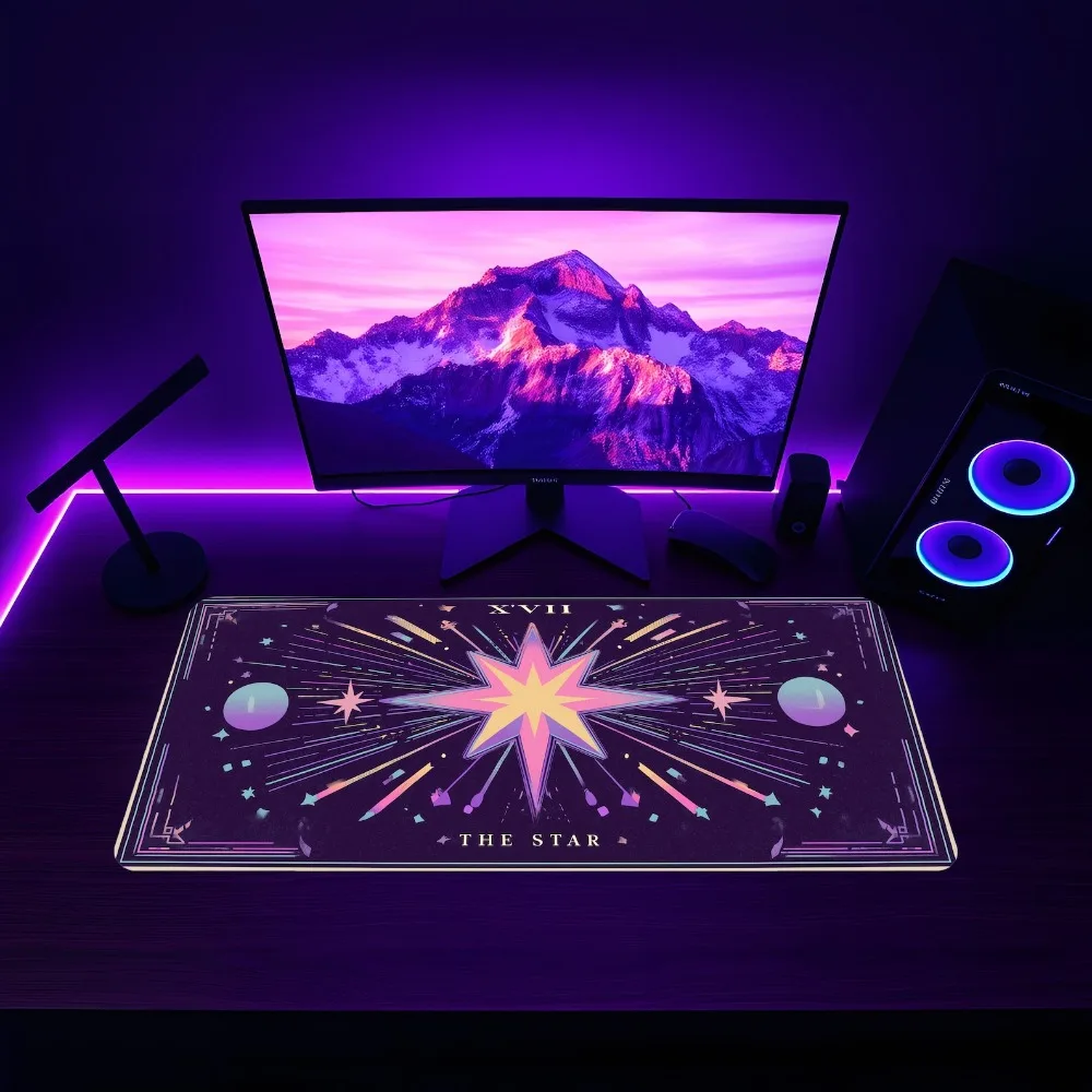 The Star Tarot Card Large Desk Mat Celestial Witchy Mouse Pad for Home Office Aesthetic Gaming Setup and Tarot Lovers