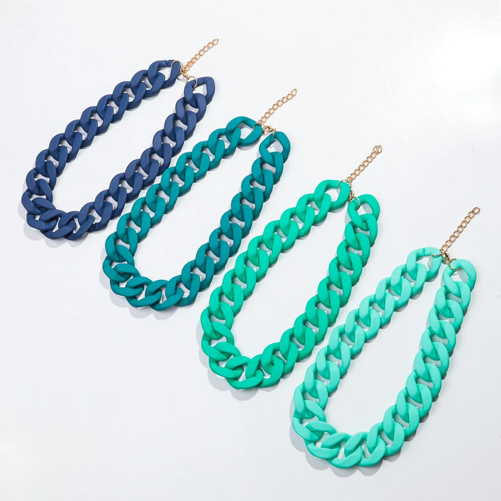 Neue Bunte Matte Acryl Breite Kette Choker Halsketten für Frauen Aussage Böhmischen Harz Chunky Kragen Halskette Mode Schmuck – Detail 5