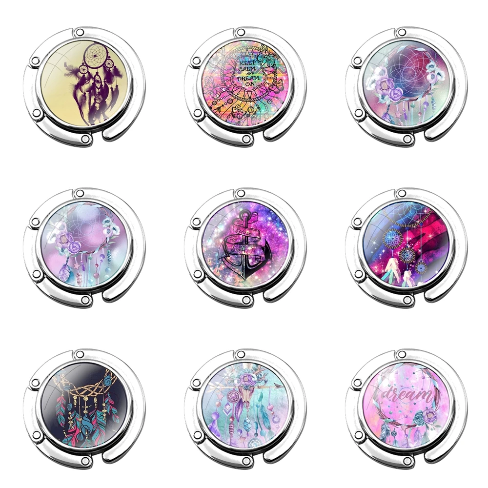 Gancho plegable para bolso con ancla de atrapasueños pequeño para mujer, bolso de mesa, almacenamiento, decoración plegable, gancho para mesa