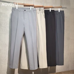 Summer Ankle Length Pants Men Business Elastic Waist Formal Suit Korean Social Work Slim Trousers Male Plus Size 27 40 42