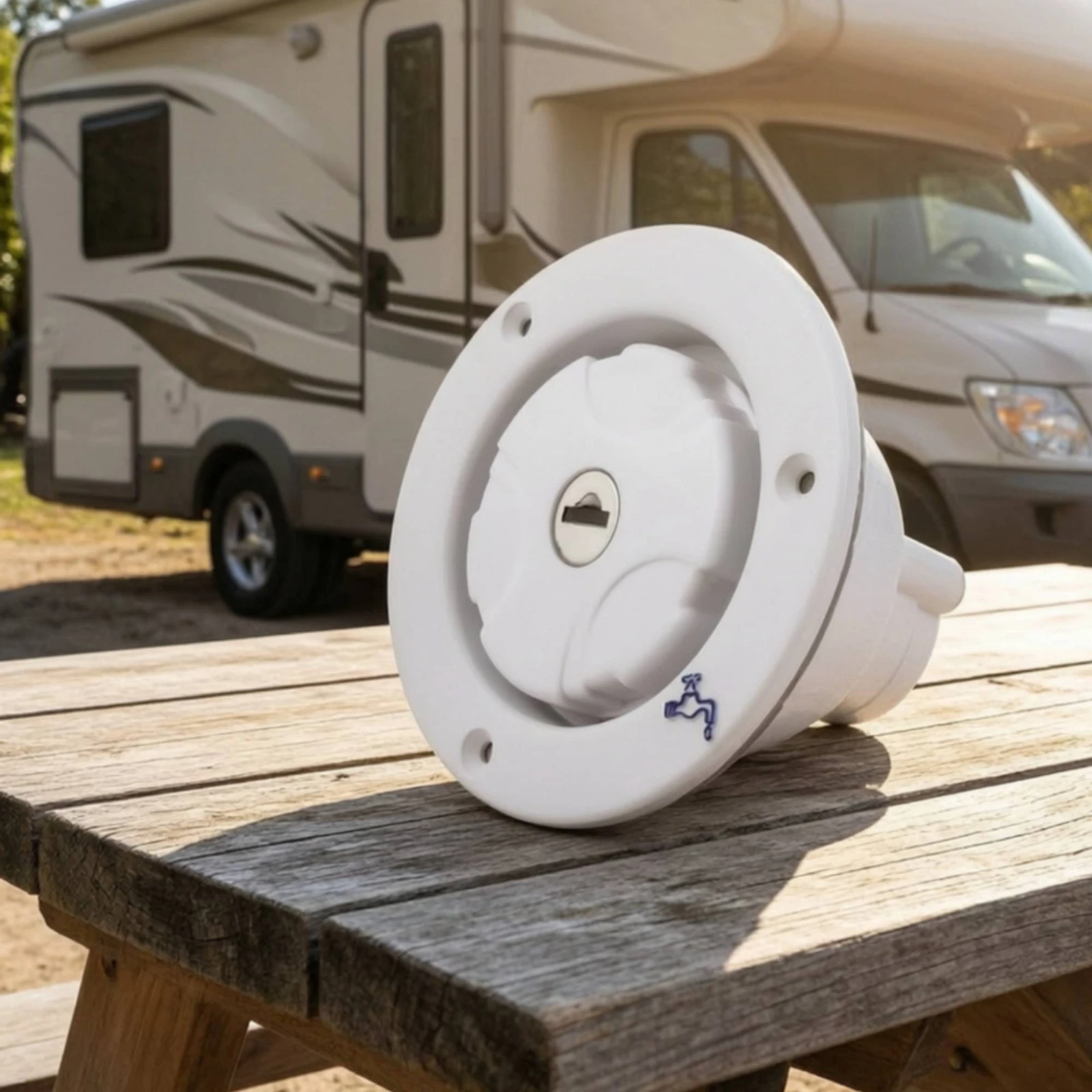 Fresh Water Inlet Round Flush Mount RV Water Fill Hatch Gravity Fed Water Inlet with Lock for Motorhome Upgrade