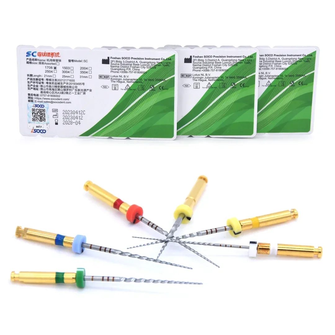 SOCO 6 Pçs/caixa Tomada de Fábrica Dental Níquel Titânio Ativação de Calor Canal Raiz arquivo coxo arquivos rotativos arquivo SOCO arquivos soco